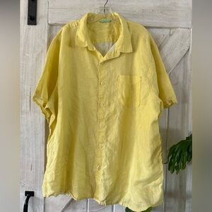 Tommy Bahama Yellow Linen Short-Sleeve Button-Down